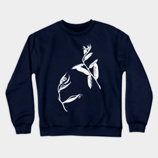 White outline on a white background. Author's drawing of a plant. Crewneck Sweatshirt